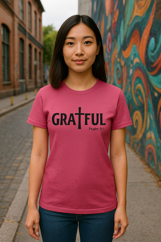 Women's T-Shirt Grateful Psalm 9:1