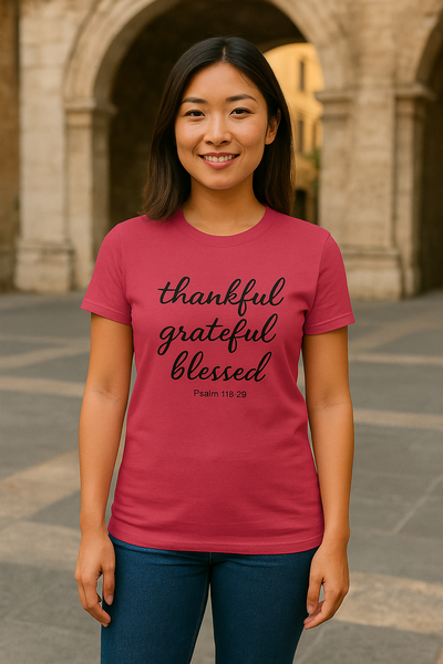 Women's T-Shirt Thankful Grateful Blessed Psalm 118:29