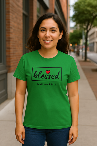 Women's T-Shirt Blessed Heart Matthew 5:3-12